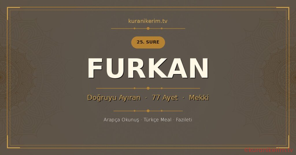 Furkan Suresi Okunuşu, Meali ve Anlamı