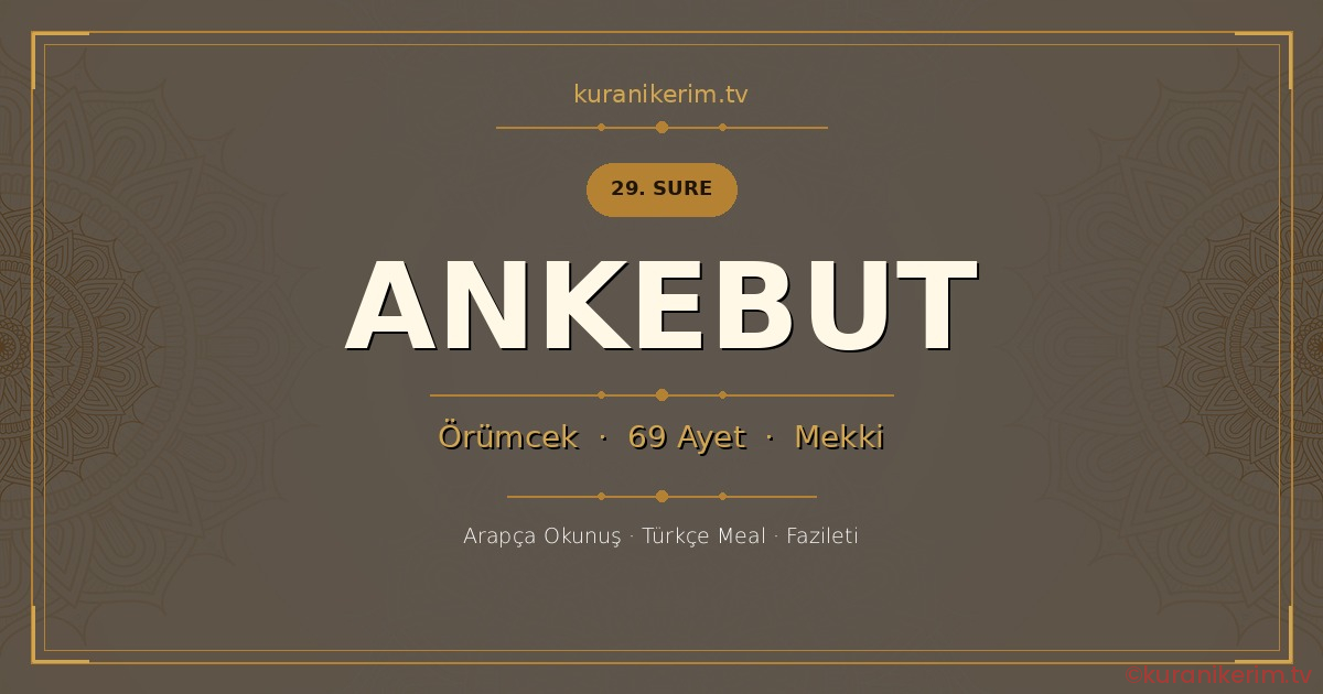 Ankebut Suresi Okunuşu, Meali ve Anlamı
