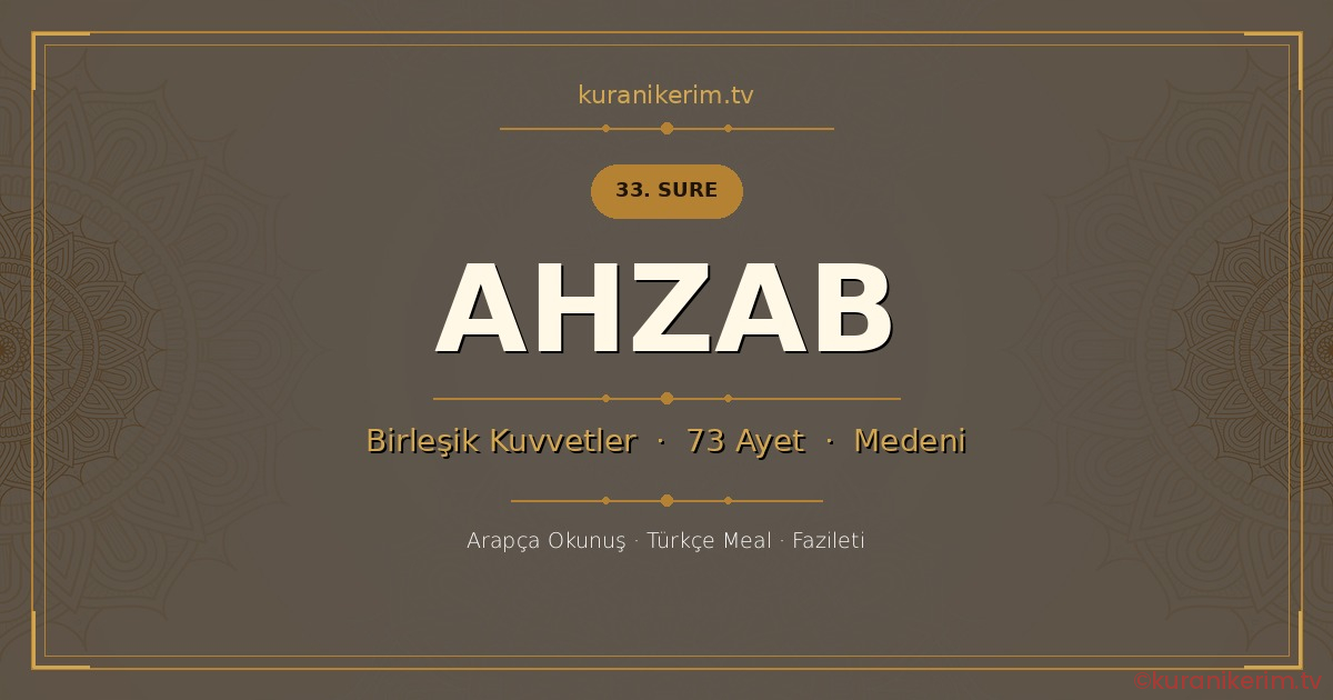 Ahzab Suresi Okunuşu, Meali ve Anlamı