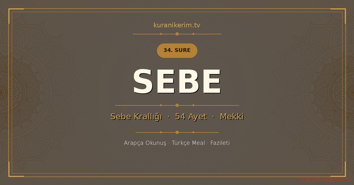 Sebe Suresi Okunuşu, Meali ve Anlamı
