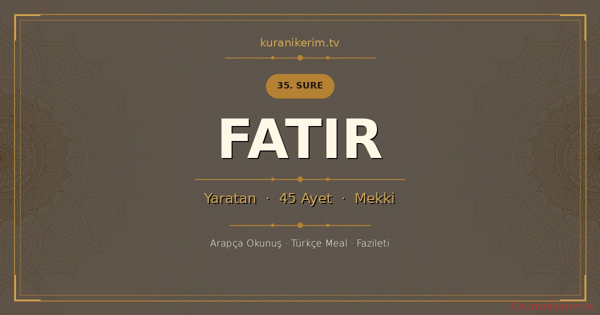 Fatır Suresi Okunuşu, Meali ve Anlamı