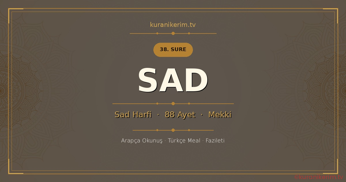 Sad Suresi Okunuşu, Meali ve Anlamı
