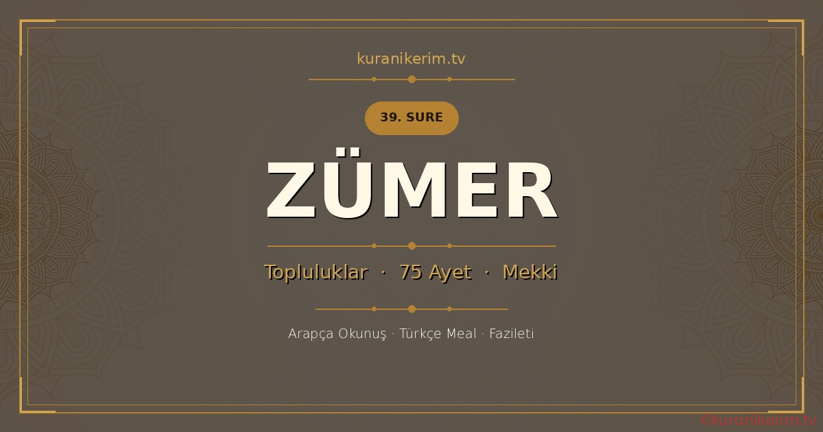 Zümer Suresi Okunuşu, Meali ve Anlamı