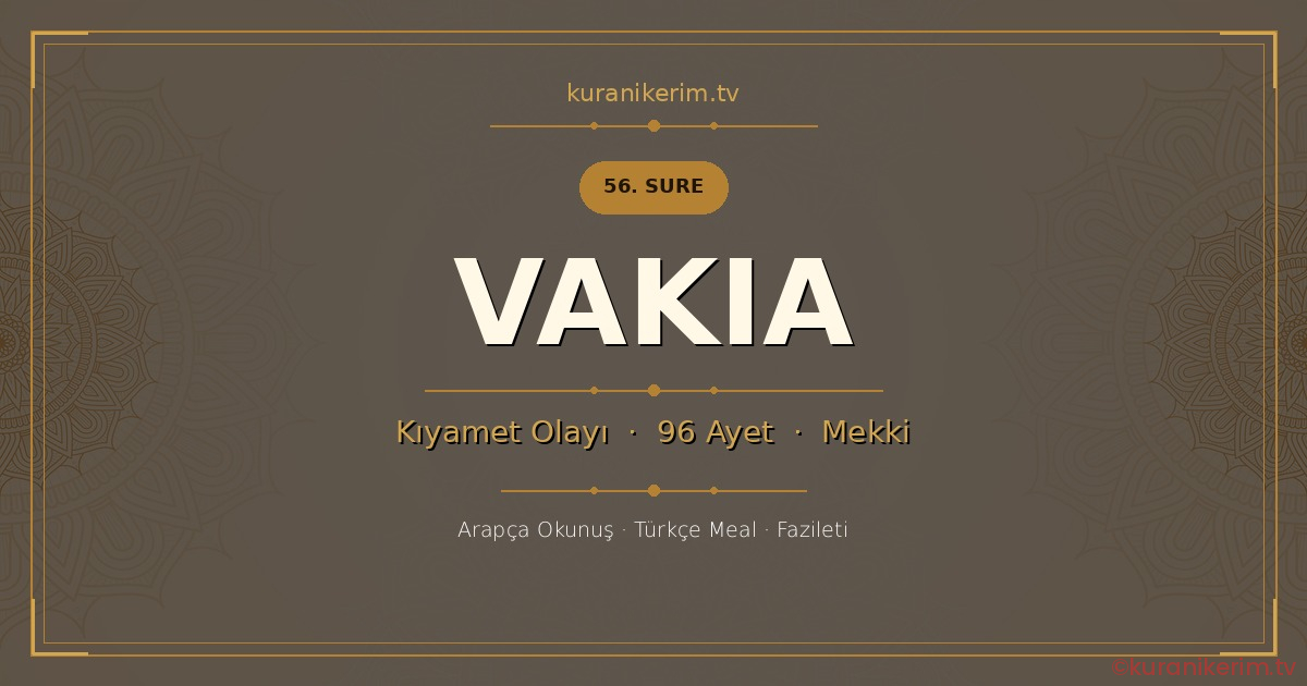 Vakıa Suresi Okunuşu, Meali ve Anlamı